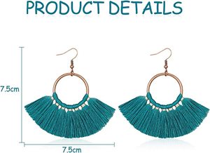 New Exquisite Stylish Women's Handmade Bohemian Hoop <b>Earrings</b> Tassel Design Multicolor 9 Pairs Combination - Product Image 5