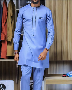 Vêtements africains simples pour hommes, tenue <span class=keywords><strong>2022</strong></span>, costume de gentleman de haute qualité, <span class=keywords><strong>chemise</strong></span> et pantalon, ensemble cargo 2 pièces pour hommes, Dashiki - Product Image 2
