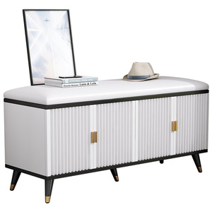 entryway furniture modern wooden shoe rack cabinet small shoe storage bench with Soft Seat Cushion