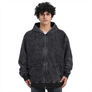Felpa con Cappuccio da Uomo <span class=keywords><strong>Stile</strong></span> <span class=keywords><strong>Vintage</strong></span>, Ampia con Zip, Ricamo 3D, Stampa Digitale, Motivo Tinta Unita, in Pile 100% Cotone, Cappotto Invernale XL - Product Image 4