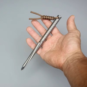 Stylet tactique de deuxième génération en alliage de titane Tc21 traité thermiquement 55Hrc, outil de défense personnelle pour l'extérieur, gris, droit, avec étui - Product Image 2