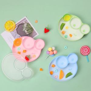 <span class=keywords><strong>Assiette</strong></span> à ventouse en silicone pour bébé, de qualité alimentaire, antidérapante, sans BPA, passe <span class=keywords><strong>au</strong></span> micro-ondes, plats divisés pour enfants, <span class=keywords><strong>assiette</strong></span> à dîner pour bébé avec couvercle - Product Image 2