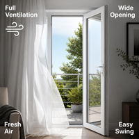 Puerta Abatible de Doble Acristalamiento, Aislante Acústico, de Vidrio Templado, Estilo Francés Moderno, de UPVC Blanco, para Entrada de Casa o Villa Residencial