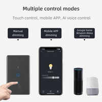 Interruptor inteligente de atenuación duradero de 220 V y 10 A para el hogar inteligente de EE. UU., regulador de luz LED con control remoto WiFi Smart Life para interruptor de pared de PC de vidrio templado
