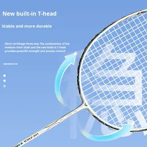 Racchetta da Badminton per Donne in PU, Design alla Moda, in Fibra di Carbonio Ultra-Leggera, per Principianti, Allenamento, Durevole, di Alto Valore, Set 4U con Borsa - Product Image 1