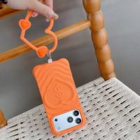 Coques de téléphone BAILI en silicone ondulé anti-chute à quatre coins en forme de cœur pour iPhone 17 Pro Max avec motif dollar et dragonne