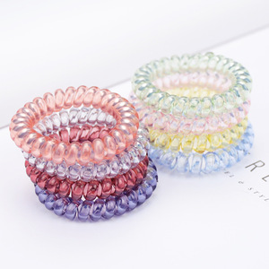 Anneau de cheveux en résine plastique transparente couleur bonbon, style marin frais, accessoires pour cheveux pour femmes, modèle été - Product Image 4