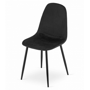 Silla lateral de tela de terciopelo negro de diseño simple moderno con patas de <span class=keywords><strong>metal</strong></span> - Product Image 4