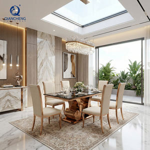 Set Tavolo da Pranzo in Vetro e Acciaio Inossidabile Rosa, Arredamento Moderno per Sale Banchetti e Matrimoni, Vendita all'Ingrosso - Product Image 5