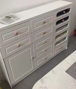 Meuble de salon moderne en bois blanc avec tiroirs de rangement au sol pour vernis à ongles et colle, idéal pour les salons de beauté - Product Image 6