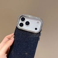 Coque de téléphone antichoc 3-en-1 couleur unie avec anneau en strass pour iPhone 18 Pro Max, 17/16 Pro, 15