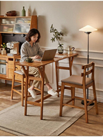 Chaise de bar moderne en bois massif pour la maison, tabouret haut avec siège en cuir PU et dossier durable pour appartement et hôtel