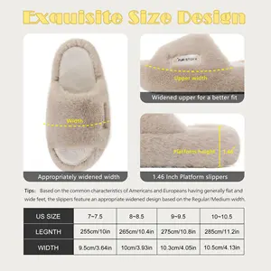 Women's Fuzzy Faux Fur Memory Foam Cozy Flat Slide Slippers Comfy Open Toe Slip On House Shoes Sandals