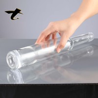 Bouteilles de vin rondes en verre transparent, vente en gros à prix d'usine pour whisky, tequila, brandy, boissons énergisantes avec bouchon en liège