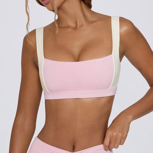 Custom Logo Women Fashion Sports <b>Bra</b> Contrast Straps <b>Open</b> Back Sexy Padded Crop Top Square Neck Comfortable Cute Yoga Sports <b>Bra</b> - Product Image 5