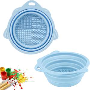 وعاء تنظيف فرش المكياج من السيليكون متوفر، حصيرة تنظيف قابلة للطي ووسادة إسفنجية لتنظيف أدوات المكياج - Product Image 1