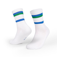 Mi-haut noir blanc rayé Long Tube tricoté logo équipage 100 coton épais rembourré athlétique Sport formateur chaussettes hommes femmes dames