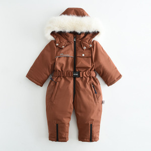 0607-02 2025 Nuova <span class=keywords><strong>Tuta</strong></span> da Sci Invernale per Bambini con Cappuccio, Zip, Vita Elastica, Abbinamento di Colori e Imbottitura in Velluto - Product Image 3