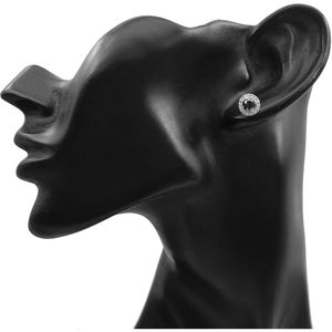 Boucles d'oreilles Ornaatis Diamond Halo, 1,28 carats au total, taille ronde, blanc et noir, or blanc massif 10 carats, fermeture à vis - Product Image 2