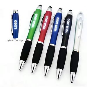 Promotional <b>Cheap</b> Custom Laser Logo Printed <b>Led</b> <b>Light</b> up Plastic Active Soft Touch Stylus Ball 3 in 1 Ballpoint Pen - Product Image 2