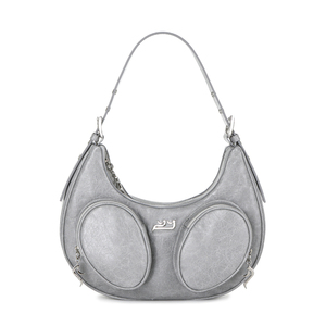 Bolso Bandolera Ligero de Moda 2025, Color Gris Vintage, Hecho con Cuero Vegano Suave, con una Elegante Forma de Luna - Product Image 5