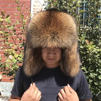 Gorro de Invierno de Moda al por Mayor, Gorro Cálido con Orejeras, Gorro de Piel de Mapache Natural