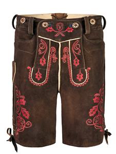 Custom Traditional <b>Pink</b> Goat Leather Lederhosen Vintage Bavarian Design Classic Oktoberfest Attire Plus Size Embroidered <b>Shorts</b> - Product Image 2