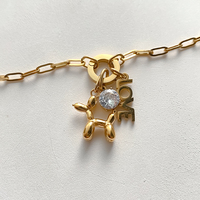 Bracelet Chaîne Trombone en Acier Inoxydable Plaqué Or 14K pour Femme, avec Breloque Chien Ballon, Lettre LOVE et Zircon Rond, Bijoux Emanco