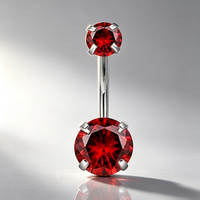 Anneau de nombril en zircon pour l'été, en acier inoxydable 316L, serti à quatre griffes, bijou de piercing corporel unisexe
