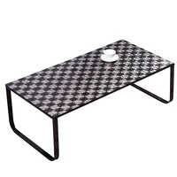 Nappe de table en vinyle RNPT PVC imprimée en 3D, motif floral noir et blanc, forme rectangulaire, pour restaurant et hôtel