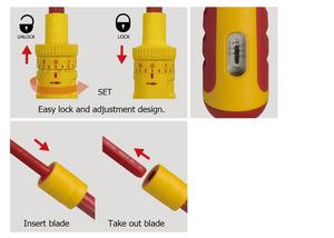 Tournevis à couple isolé de qualité industrielle, plastique, 10-50Inlb, VDE-Tools-Taiwan, 1000V, fonction VDE, lames interchangeables - Product Image 3