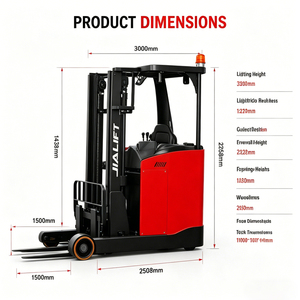 2000kg Seated On Electric Reach Truck 3000mm Lift Height Warehouse <b>Material</b> <b>Handling</b> Forklift - Product Image 3