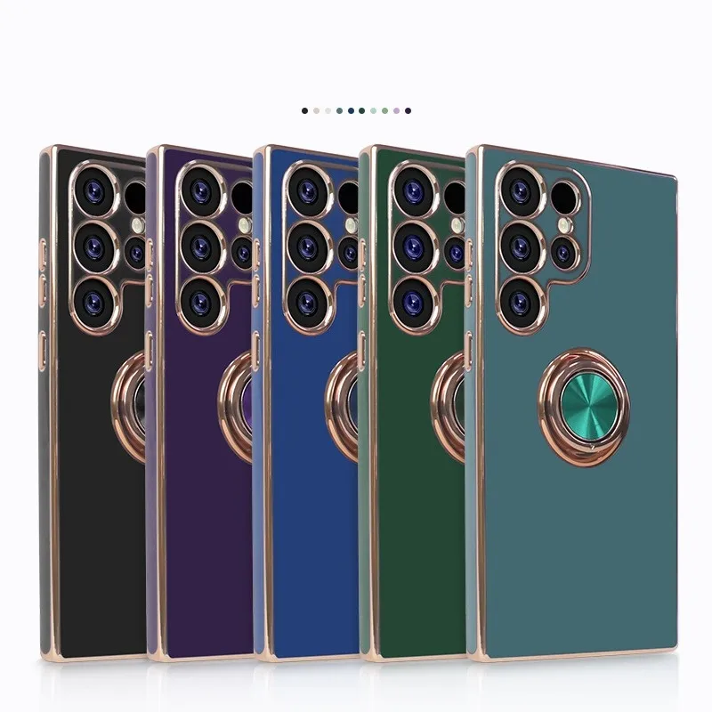 Nieuw Ontworpen 6d Gegalvaniseerde Tpu Gegalvaniseerde Metalen Slimme Stand Mobiele Telefoon Case Voor Samsung S22/ S23/S23/S23 Ultra Telefoon Cove