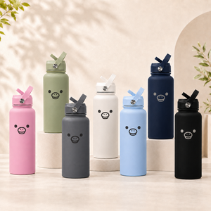 Custom Cute Pattern Stainless Steel Insulated Straw <b>Bottle</b> with Carry Handle Leakproof Water <b>Flask</b> for Travel - Product Image 6