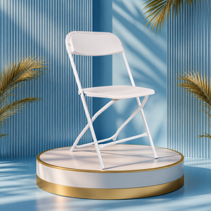 High Quality White Flat Back PP+Metal Folding <b>Chair</b>-Modern Lightweight Portable Comfortable Outdoor <b>Dining</b> <b>Chair</b> - Product Image 1