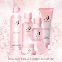 Logo kustom Set perawatan kulit Korea pelembap organik antipenuaan krim Boby pemutih Vegan Set Perawatan Kulit Protein Serum wajah