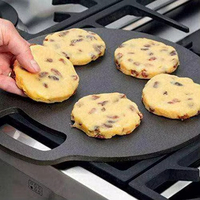 Plaque chauffante pour barbecue en fonte de grande taille Poêle à griller antiadhésive de camping avec une poignée