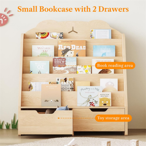 <span class=keywords><strong>Scaffale</strong></span> per libri in legno per bambini a 5 livelli con 2 cassetti per sale giochi e asilo nido - Product Image 4