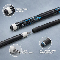 Karbon Fiber Bilardo Istakası 58 İnç 1/2 Bölmeli Bilardo Istakası 19oz 11.8mm Uç 3/8*8 Radyal Bağlantı Düşük Sapma Etkili Bükülme Yapmayan Bilardo Sopası
