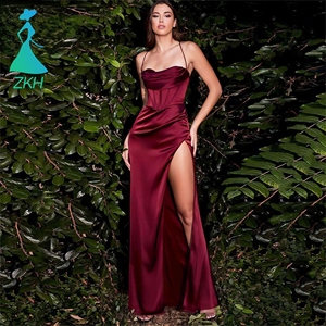 Sleeveless <strong>Black</strong> Crystallized <strong>Corset</strong> High Slit Satin Gown One Shoulder Maxi <strong>Dress</strong> Woman With Slit - Product Image 1