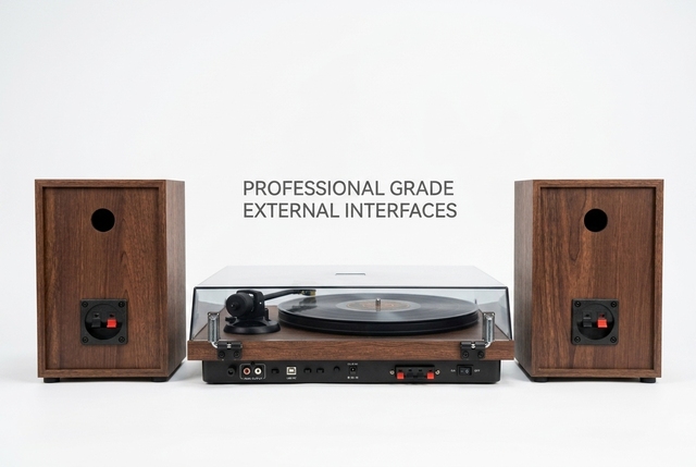 Hi-Fi Audiophile Professional 3-Speed Wireless BT Turntable Vinyl Record Player with External Bookshelf Speakers