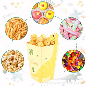 Colorful Dinosaur Popcorn Paper Box Cartoon Style Birthday Party <b>Snack</b> <b>Container</b> For Children 2-4 Years Environment-Friendly - Product Image 5