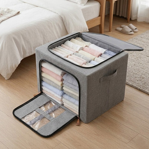 Sac de rangement pliable grande capacité <span class=keywords><strong>pour</strong></span> vêtements avec fermeture éclair, organisateur de garde-robe pliable <span class=keywords><strong>pour</strong></span> placard domestique - Product Image 4
