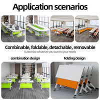 Mesa de Conferencia Rectangular Moderna, Plegable, Aplicable para Salas de Reuniones