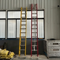 Échelle en fibre de verre FRP, échelle télescopique 2x8 à 2x18 marches, électrique, 2 sections, échelle à cordes pour usage industriel, pliable