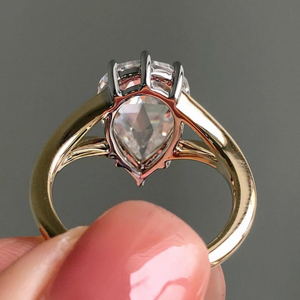 Bague en diamant Moissanite taille rose 5 carats de qualité supérieure en or jaune 18 carats pour fiançailles ou fête Style de mariage classique - Product Image 4