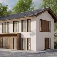 Villa préfabriquée écologique et durable, prête pour l'énergie solaire, certifiée CE, à haut rendement énergétique avec système d'isolation des murs haute performance