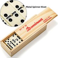 Lot de 28 jeux de société en bois double six dominos avec étui en bois durable pour joueurs de domino
