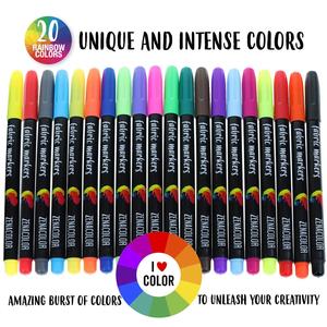 Hot Selling 20-Color T-shirt <b>Fabric</b> Marker <b>Pen</b> Non-Washable Permanent With Flat and Oblique Brush Tips - Product Image 4