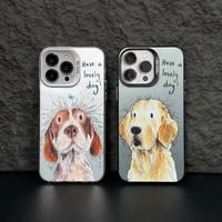 Coque de téléphone pour iPhone 15 14 13 Pro Max Explosive Messy Dog pour iPhone 16 Pro Max Laser Couleur Argent Protection PC Hard Shell